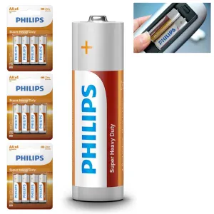 12 Pack AA Philips Zinc Chloride Batteries R6 1.5V Super Heavy Duty Use Double A