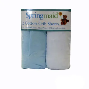 2 Piece Baby Cot Cotton Fitted Sheet | Blue & White