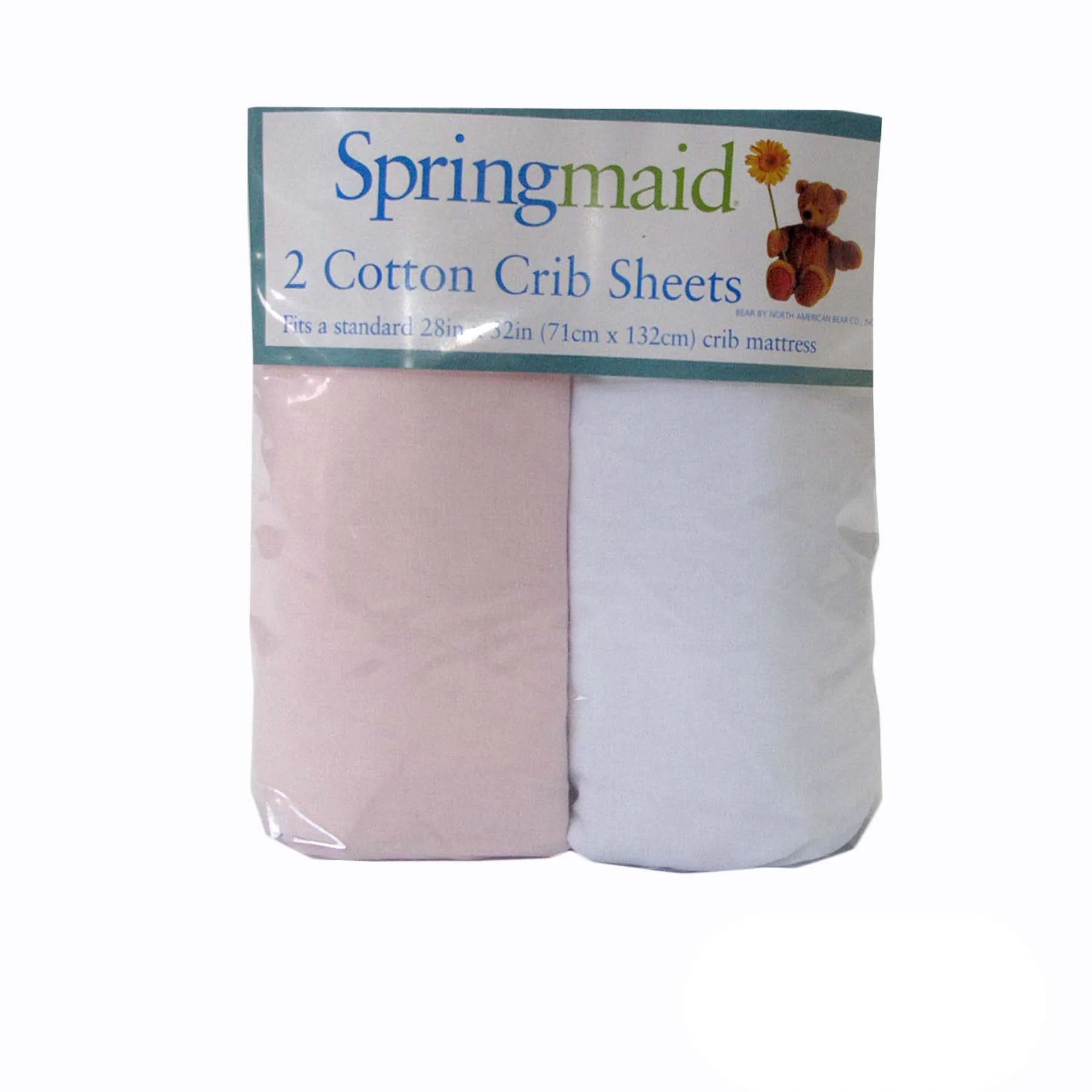 2 Piece Baby Cot Cotton Fitted Sheet | Pink & White