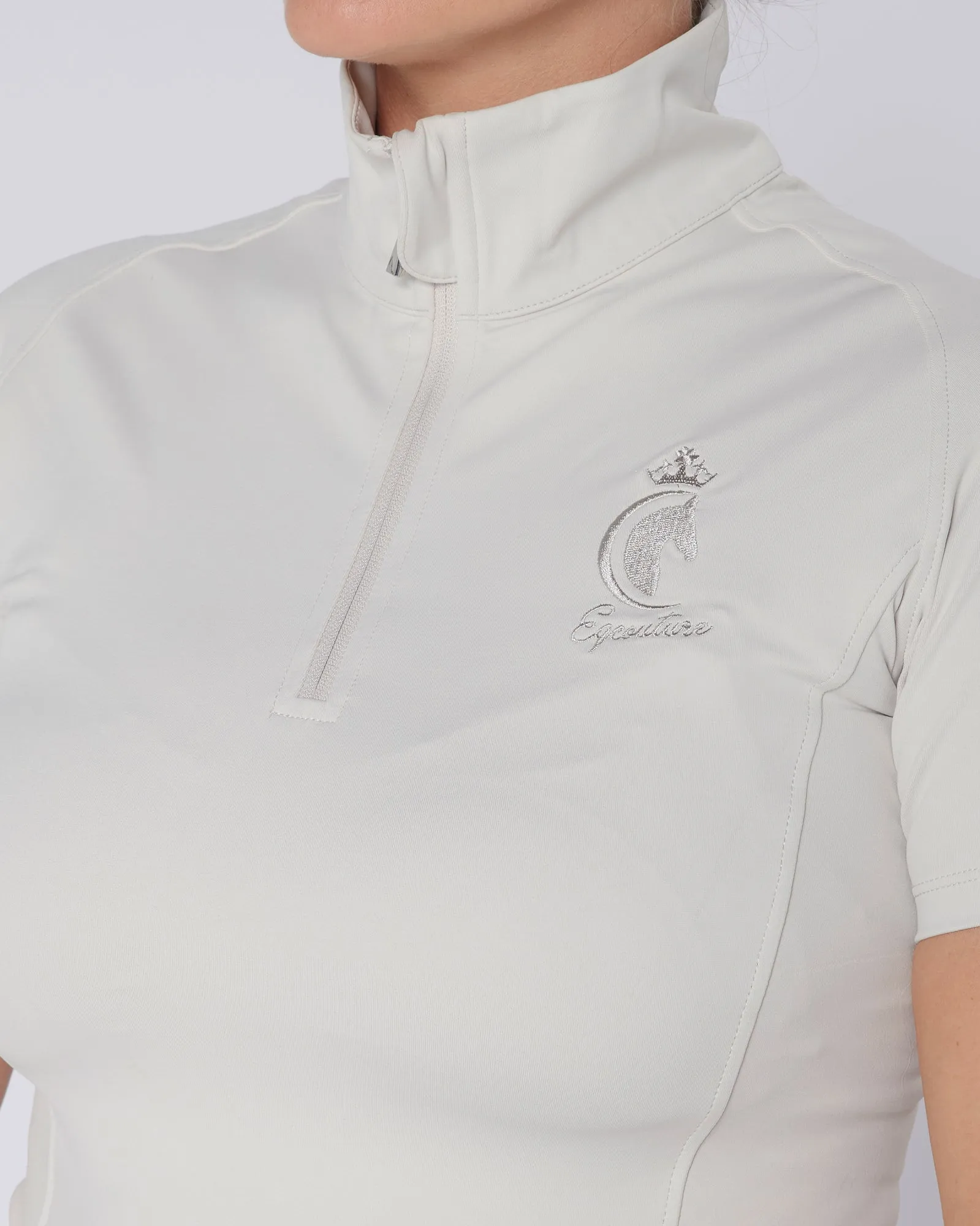 Competition Equestrian Base Layer Short Sleeved Show Shirt - Platinum