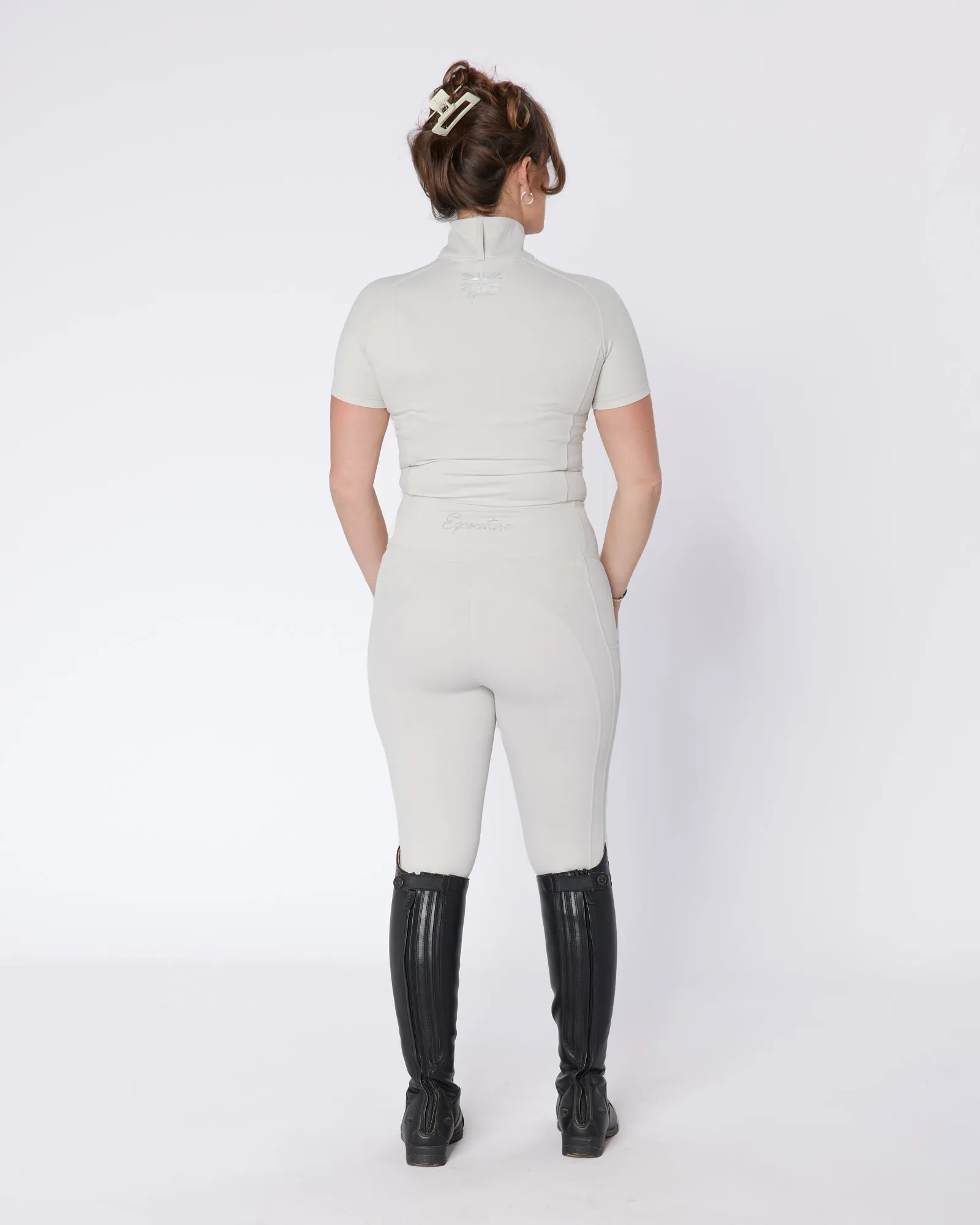 Competition Equestrian Base Layer Short Sleeved Show Shirt - Platinum