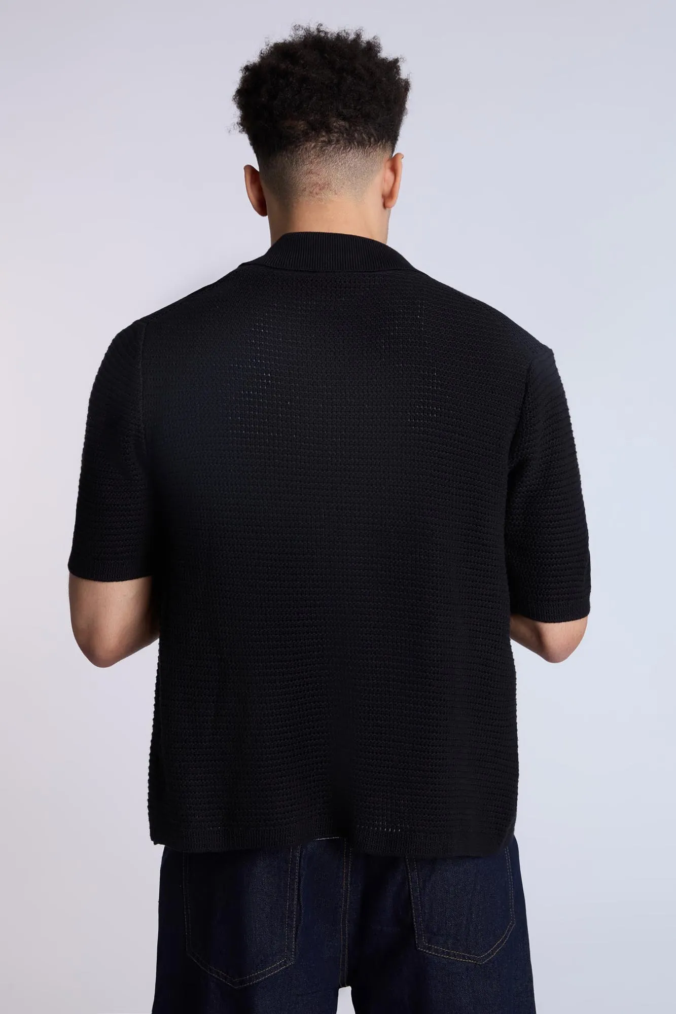Cotton Crochet Short Sleeve Shirt