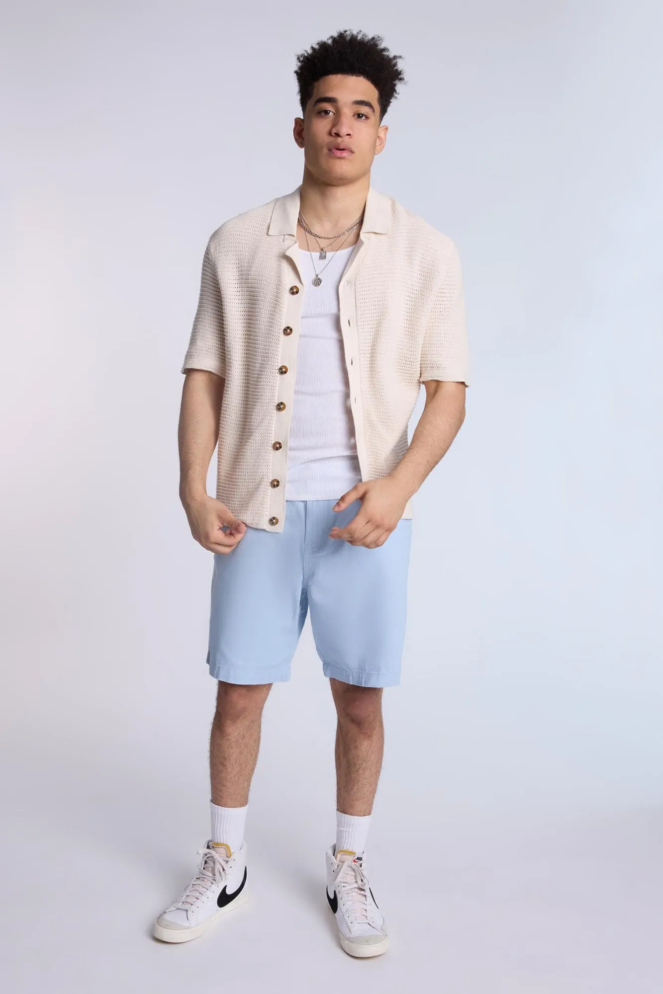 Cotton Crochet Short Sleeve Shirt