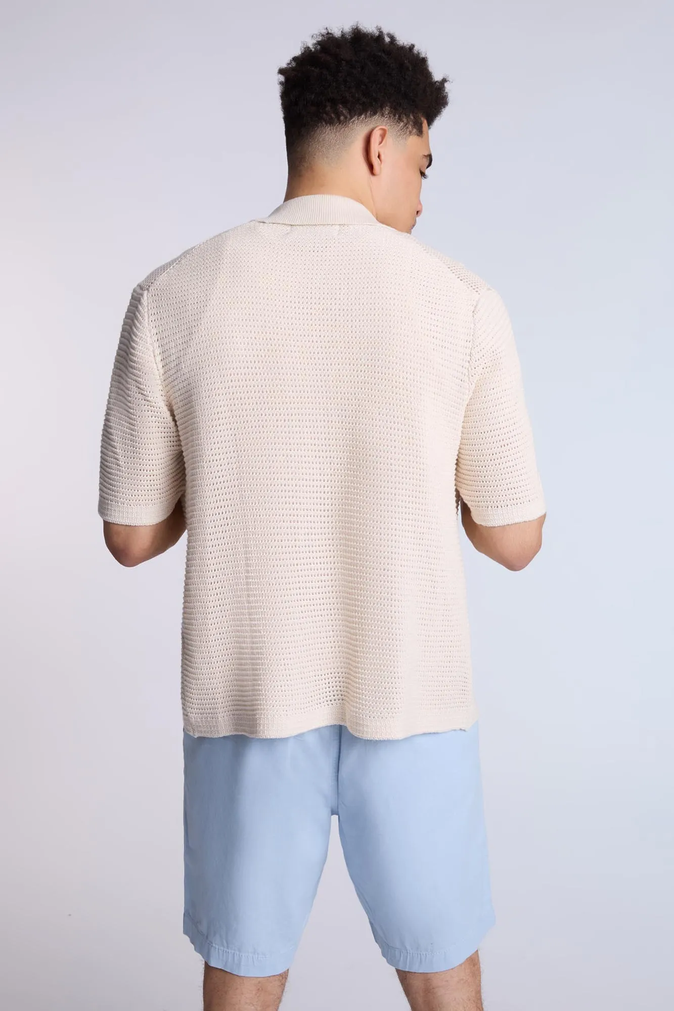 Cotton Crochet Short Sleeve Shirt