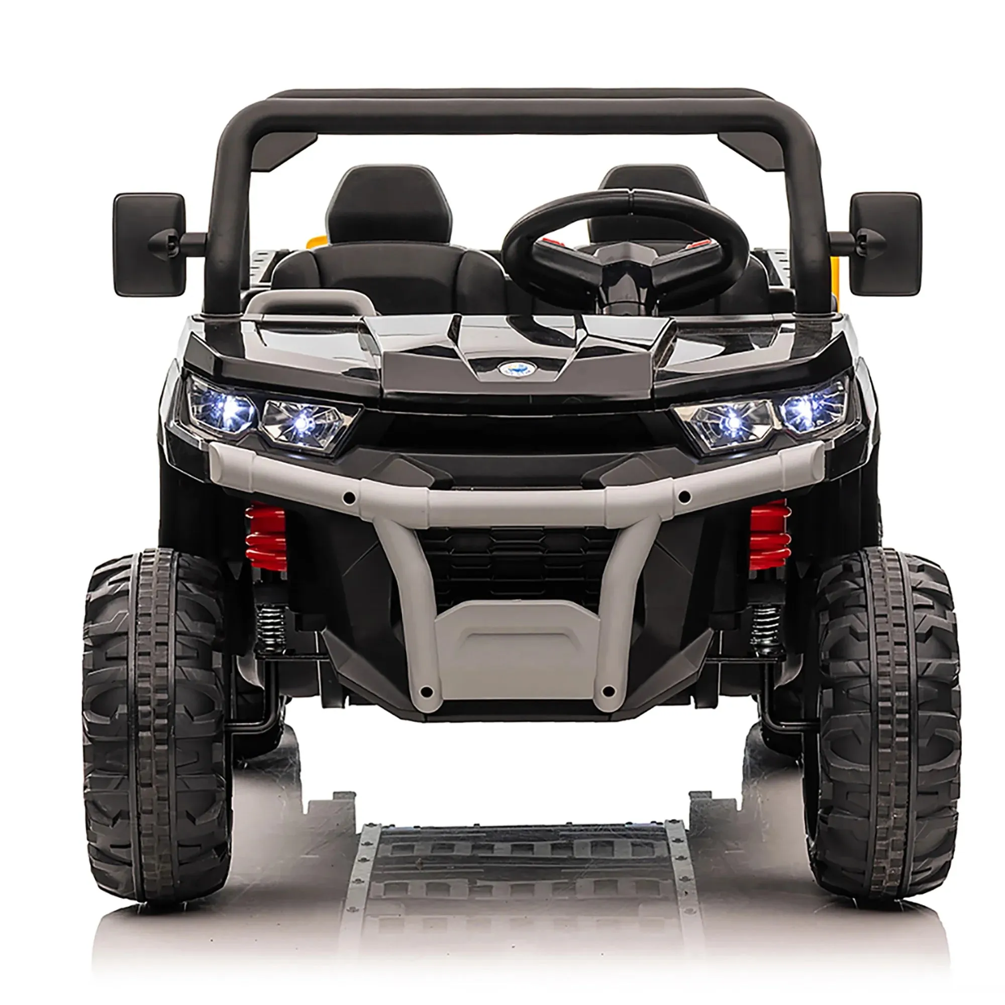 Joyracer 24V Ride on Toys, 2 Seater 6-Wheel UTV Car, 4WD Ride on Dump Truck for Big Kids with Trailer Remote Control, Black