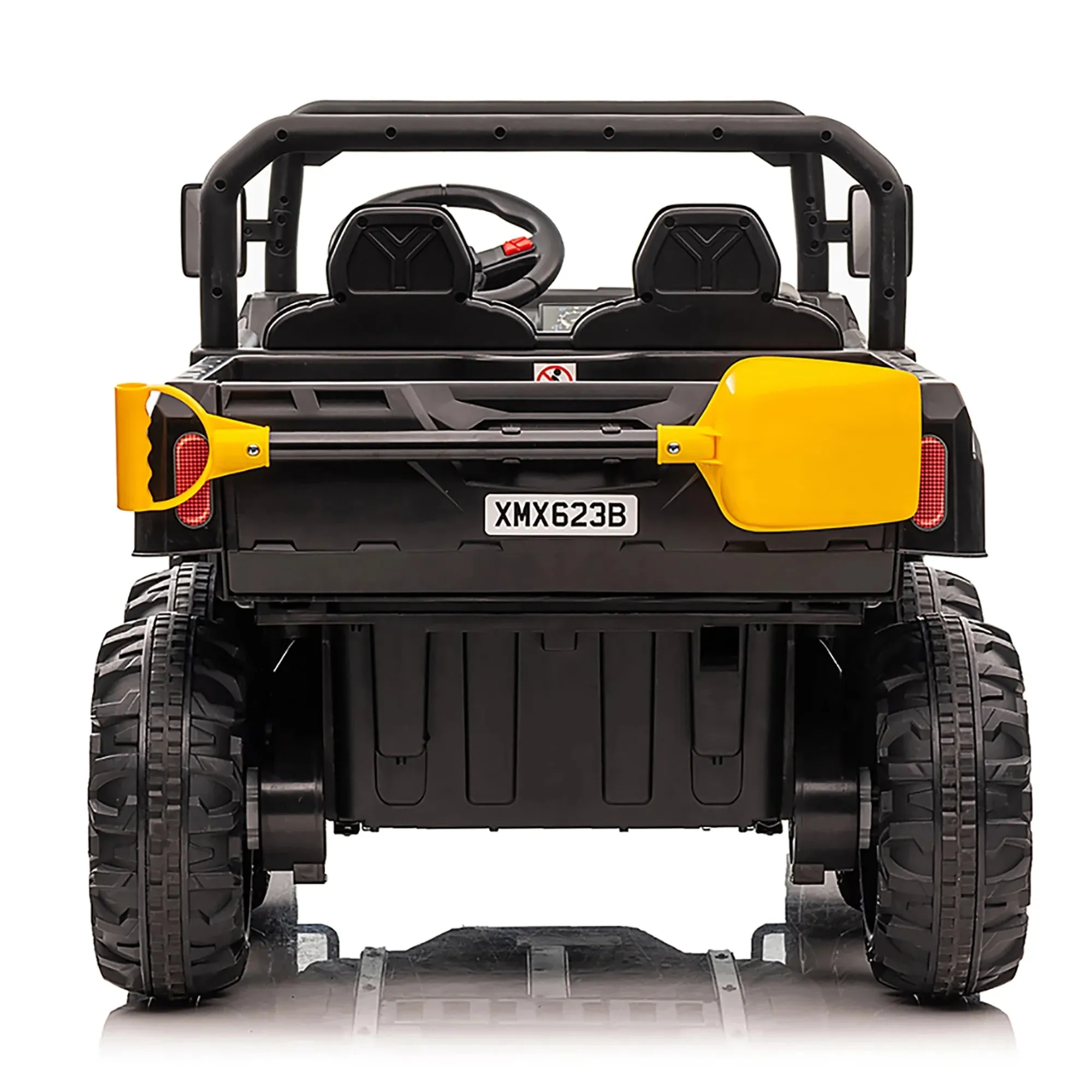 Joyracer 24V Ride on Toys, 2 Seater 6-Wheel UTV Car, 4WD Ride on Dump Truck for Big Kids with Trailer Remote Control, Black