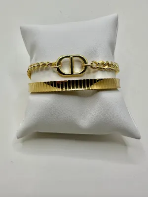 Magnetic Cuban Curb Bracelet with Carabiner