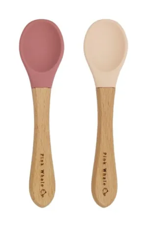 Silicone Spoons with the wooden handle (Dusty Rose & Baby Pink)