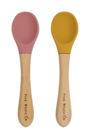 Silicone Spoons with the wooden handle (Dusty Rose & Mustard)