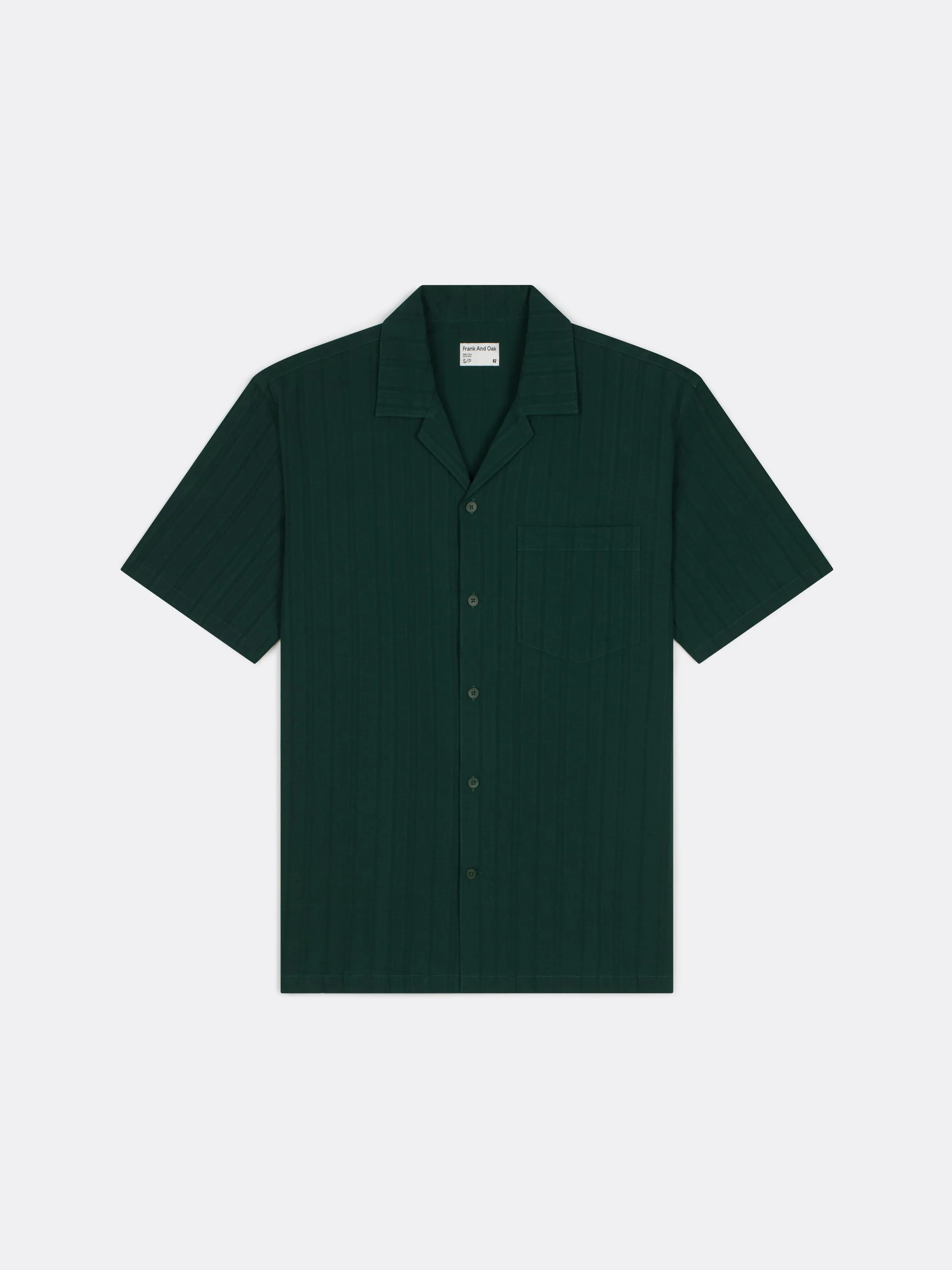 The Short Sleeve Textured Shirt in Forest Green