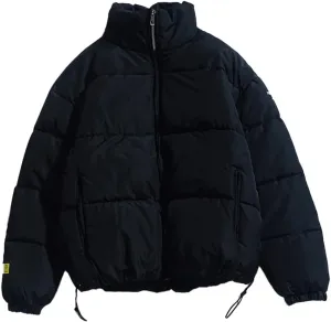 XYGJZ Winter Coat Men's Warm Parkas Streetwear Loose Fit Cotton Padded Coats Solid Color Stand Collar Windproof Padded Coat
